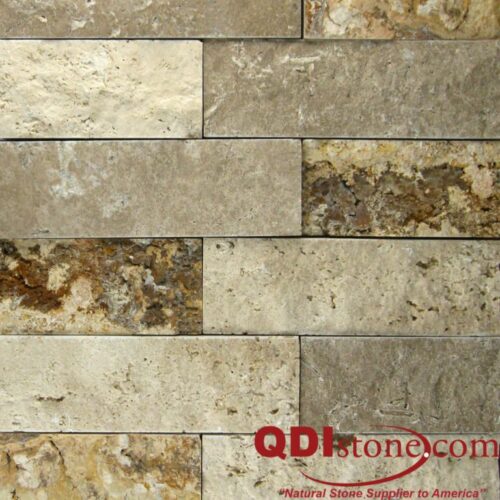 Mix Travertine Split Face Tile 2x6 Split Face Tan Brown Beige Cream Indoor Outdoor Wall Backsplash Tub Shower Vanity QDIsurfaces