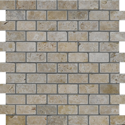 QDI Noce 1x2 Travertine Tumbled Mosaic Tile