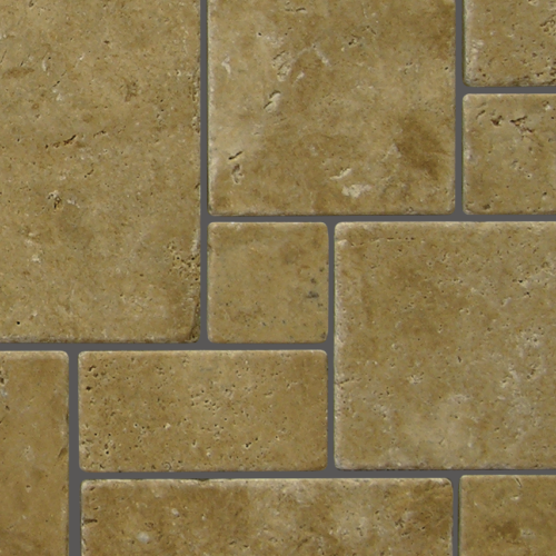 QDI Noce Mini Versailles Pattern Travertine Tumbled Mosaic Tile