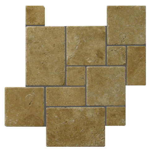 QDI Noce Mini Versailles Pattern Travertine Tumbled Mosaic Tile