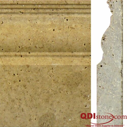 Noce Travertine Trim Tile 4x12 Honed Baseboard Tile Beige Cream Tan Brown Gray White Indoor Wall Backsplash Tub Shower Vanity QDIsurfaces