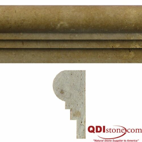 Noce Travertine Trim Tile Double Ogee Honed Beige Cream Tan Brown Gray White Indoor Wall Backsplash Tub Shower Vanity QDIsurfaces