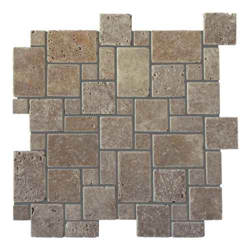 QDI Noce Micro Versailles Pattern Travertine Tumbled Mosaic Tile