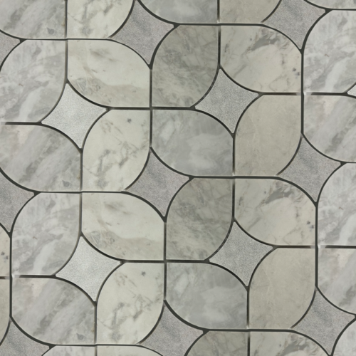 ORLEANS White and Gray 11.3x11.3 Marble Waterjet Mosaic Tile QDI Surfaces 1