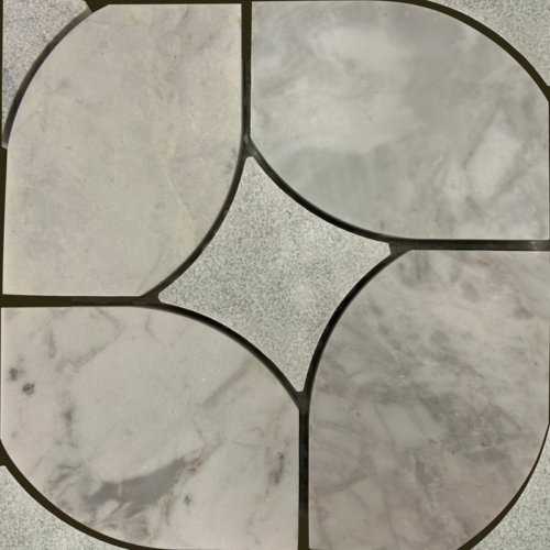 ORLEANS White and Gray 11.3x11.3 Marble Waterjet Mosaic Tile QDI Surfaces 2