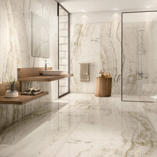 ONYX WHITE 48"x96" Glazed Rectified Polished Porcelain Slab