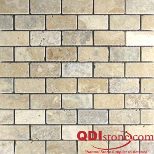 Philadelphia Travertine Mosaic Tile 1x2 Tumbled Beige Cream Tan Brown Gray White Indoor Floor Wall Backsplash Countertop Tub Shower