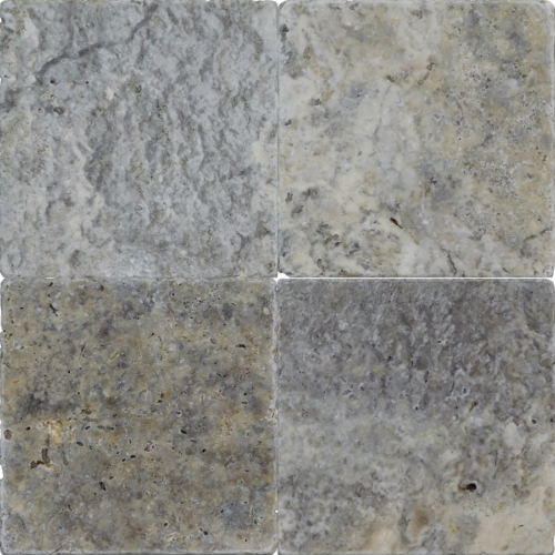 QDI Silver 6x6 Tumbled Travertine Mosaic Tile