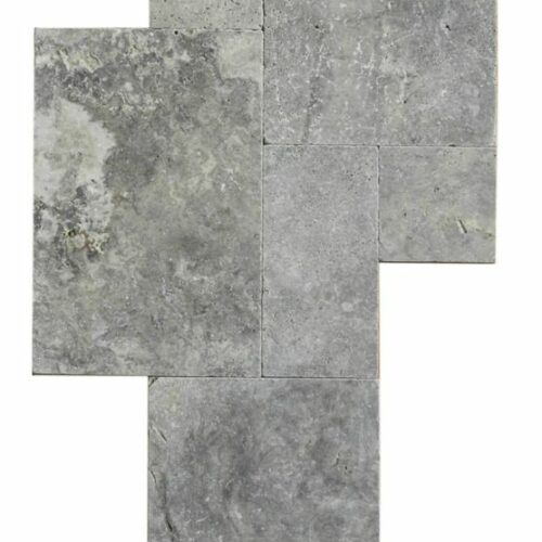 QDI Silver Travertine Tile Versailles Pattern Tumbled Beige Cream Gray White Indoor Floor Wall Backsplash Counter Tub Shower Vanity QDI