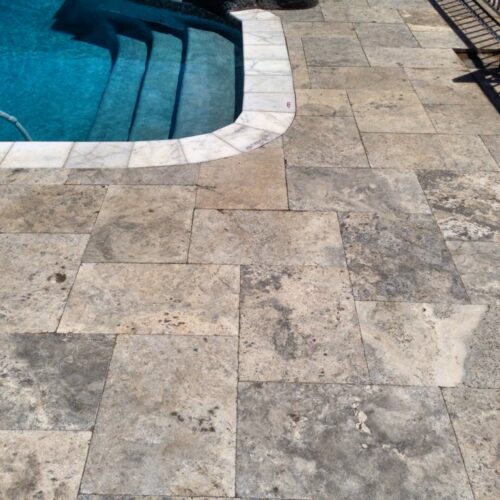 Silver Travertine Paver 16x24 Tumbled 15 Gray White Outdoor Floor Wall Pool Patio Backyard Tub Shower Vanity QDIsurfaces