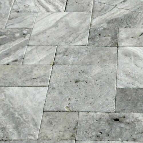 Silver Travertine Paver Roman Pattern Tumbled 6 Gray White Outdoor Floor Wall Pool Patio Backyard Tub Shower Vanity QDIsurfaces