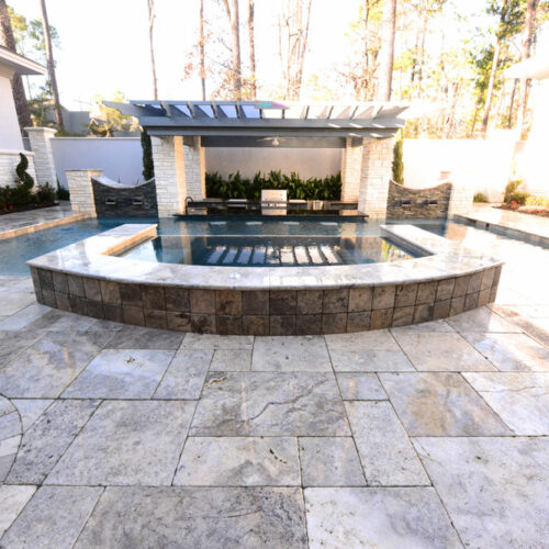 Silver Travertine Paver Versailles Pattern Tumbled 4 Gray White Outdoor Floor Wall Pool Patio Backyard Tub Shower Vanity QDIsurfaces