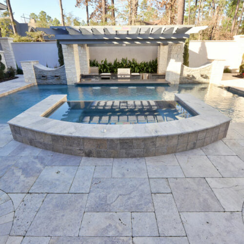 Silver Travertine Paver Versailles Pattern Tumbled 6 Gray White Outdoor Floor Wall Pool Patio Backyard Tub Shower Vanity QDIsurfaces