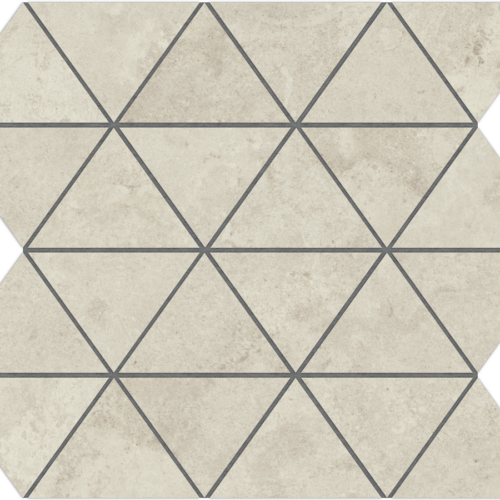 Conkreto White 12"x12" Rectified Porcelain 3" Triangle Mosaic Tile