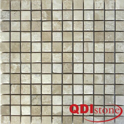 Tufa Limestone Mosaic Tile 1x1 Tumbled Gray White Beige Cream Indoor Floor Wall Backsplash Tub Shower Vanity QDIsurfaces