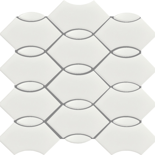 WHITE MATTE WAVE Porcelain Mosaic Tile QDI Surfaces 2