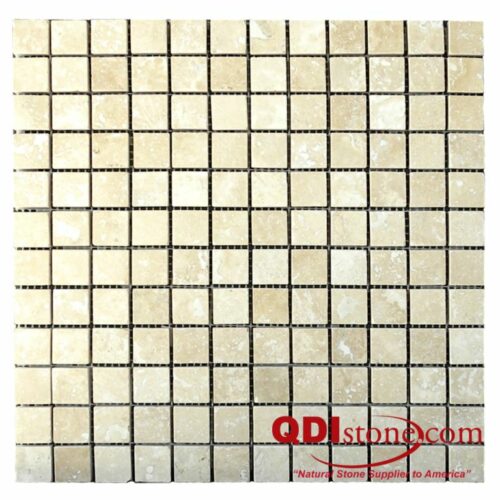 Walnut Travertine Mosaic Tile 1x1 Honed Tan Brown Beige Cream Gray White Indoor Floor Wall Backsplash Countertop Tub Shower Vanity QDI