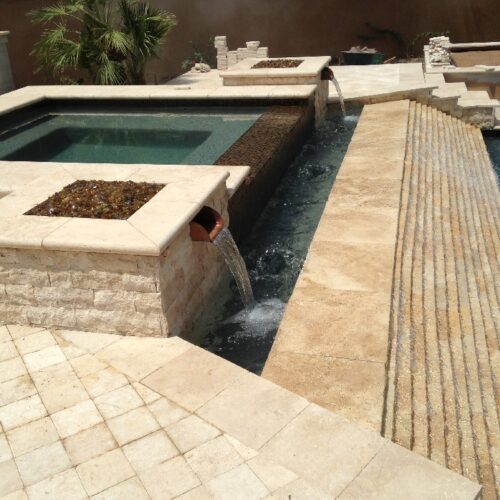 Walnut Travertine Pool Coping 12x24 5cm Tumbled 4 Tan Brown Beige Cream Gray White Outdoor Floor Wall Pool Patio Backyard Tub Shower Vanity