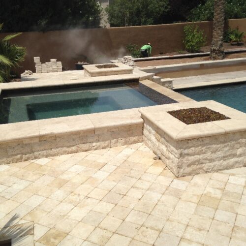 Walnut Travertine Pool Coping 12x24 5cm Tumbled Tan Brown Beige Cream Gray White Outdoor Floor Wall Pool Patio Backyard Tub Shower Vanity