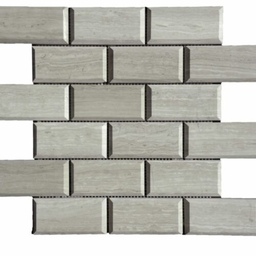 Wooden Gray Limestone Mosaic Tile 2x4 Polished with Pillow Edge Gray White Indoor Floor Wall Backsplash Tub Shower Vanity QDIsurfaces