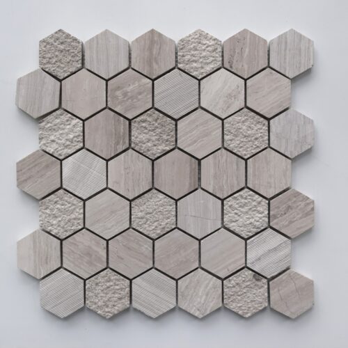 WOODEN GRAY Hexagon Honed Limestone Mosaic Tile