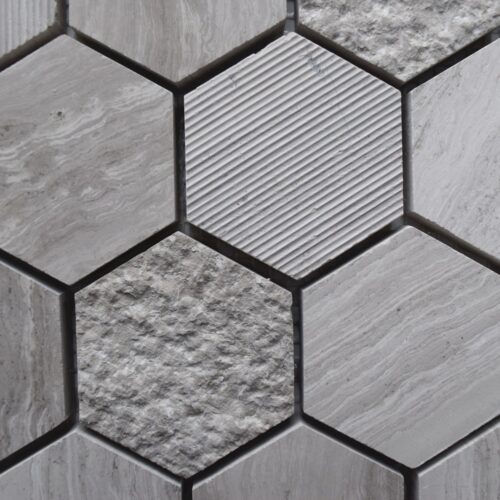 WOODEN GRAY Hexagon Honed Limestone Mosaic Tile