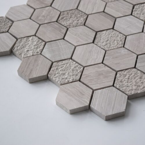 WOODEN GRAY Hexagon Honed Limestone Mosaic Tile